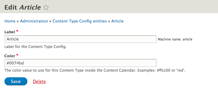 Content Type configuration for Content Calendar